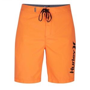 Neon orange swim trunks!